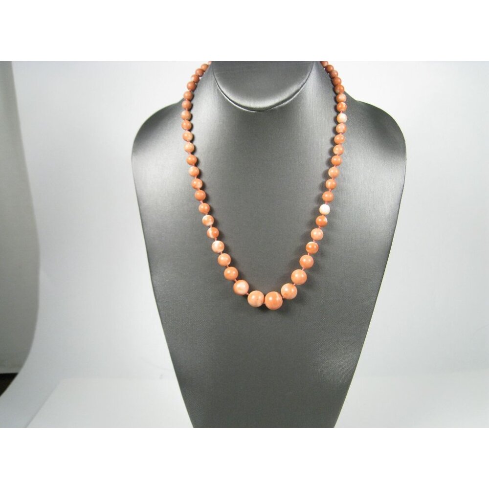 Vintage Angel Skin Coral Bead 13 mm Necklace Bead 14 K Platted Clasp 22 In - Picture 4 of 10